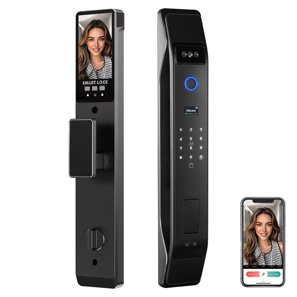 Enrique Tuya 3D Face Digital Lock Active Video Intercom Safe Fingerprint Smart Door Lock With Real Time Camera