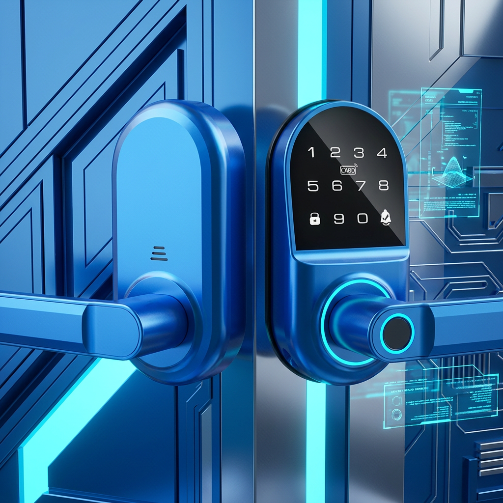 Biometric Fingerprint Door Lock Keyless Entry Lever Digital Keypad RFID Card Mechanical Key Type-C Emergency Power Memory Card
