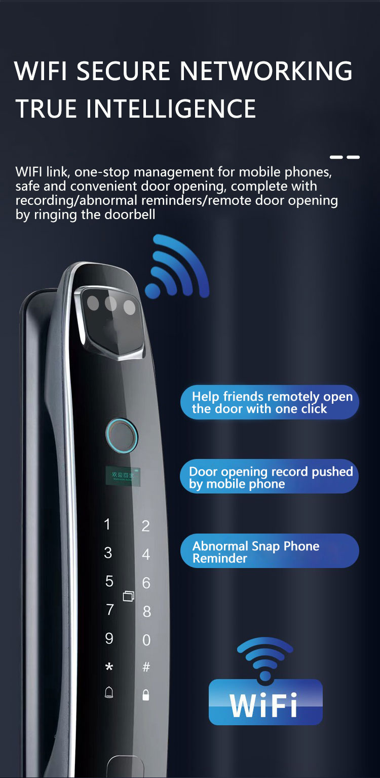 Advanced 3D Face Recognition Fingerprint Biometric Smart Lock Secure Dual Authentication Touchless Access Home/Office Security