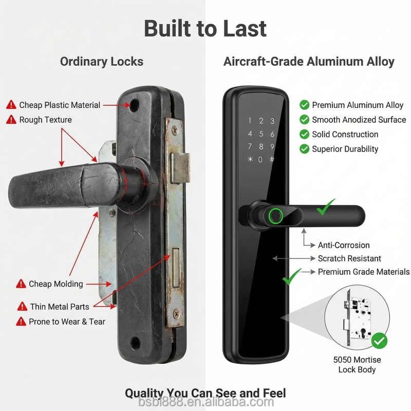 Wholesale Smart Lock Tuya Alexa TTLock Wi-Fi Cloud Fingerprint RFID Key Door Lock for Wood Aluminum Steel Doors (Aluminum Alloy)