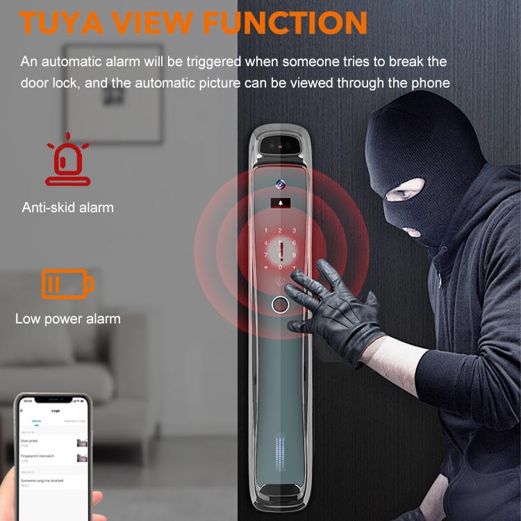 Waterproof Tuya APP WiFi 3D Face Recognition Deadbolt Smart Door Lock With Screen Camera Fingerprint Door Bell