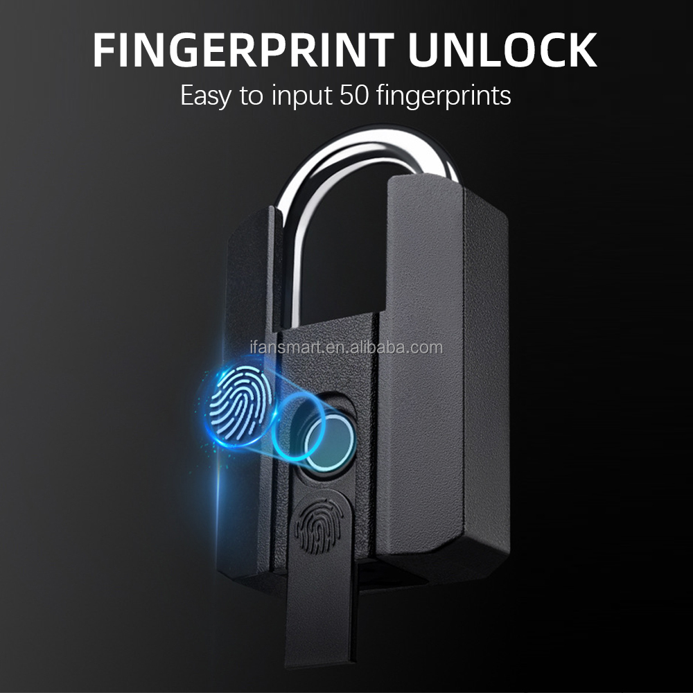 IP67 Waterproof Anti-Theft Security Control Fingerprint Keyless Smart Padlock APP Control, and It Has Emergency Key Unlock