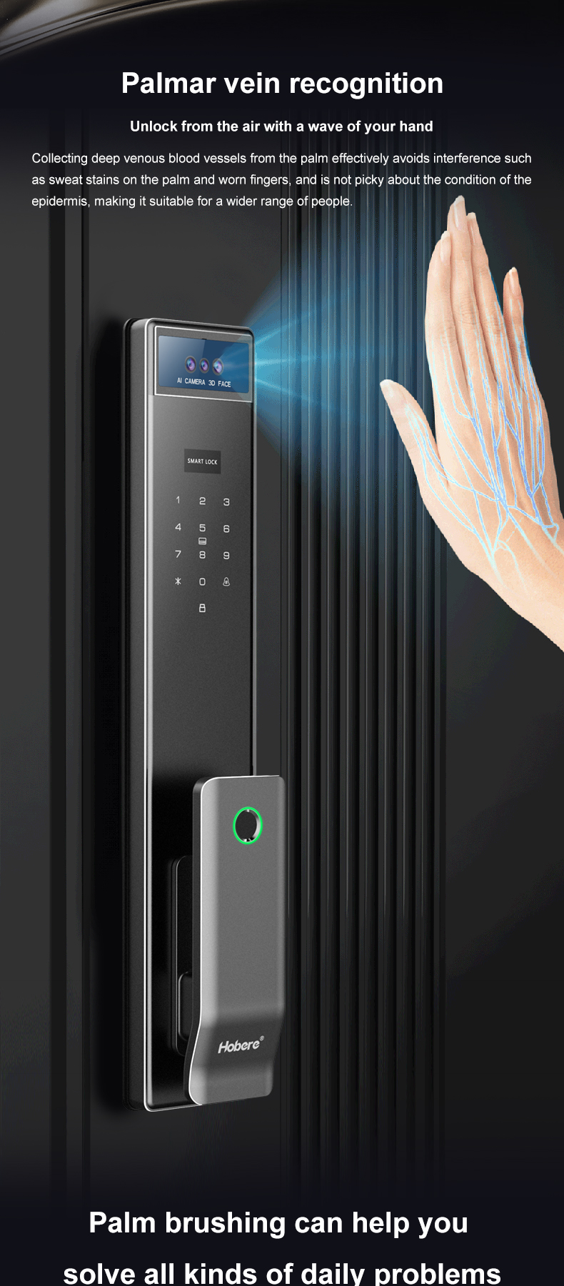 CNC Precision Engraving Smart Lock Palm Vein Face Recognition Hotel Apartment Tuya APP Remote Control Smart Lock