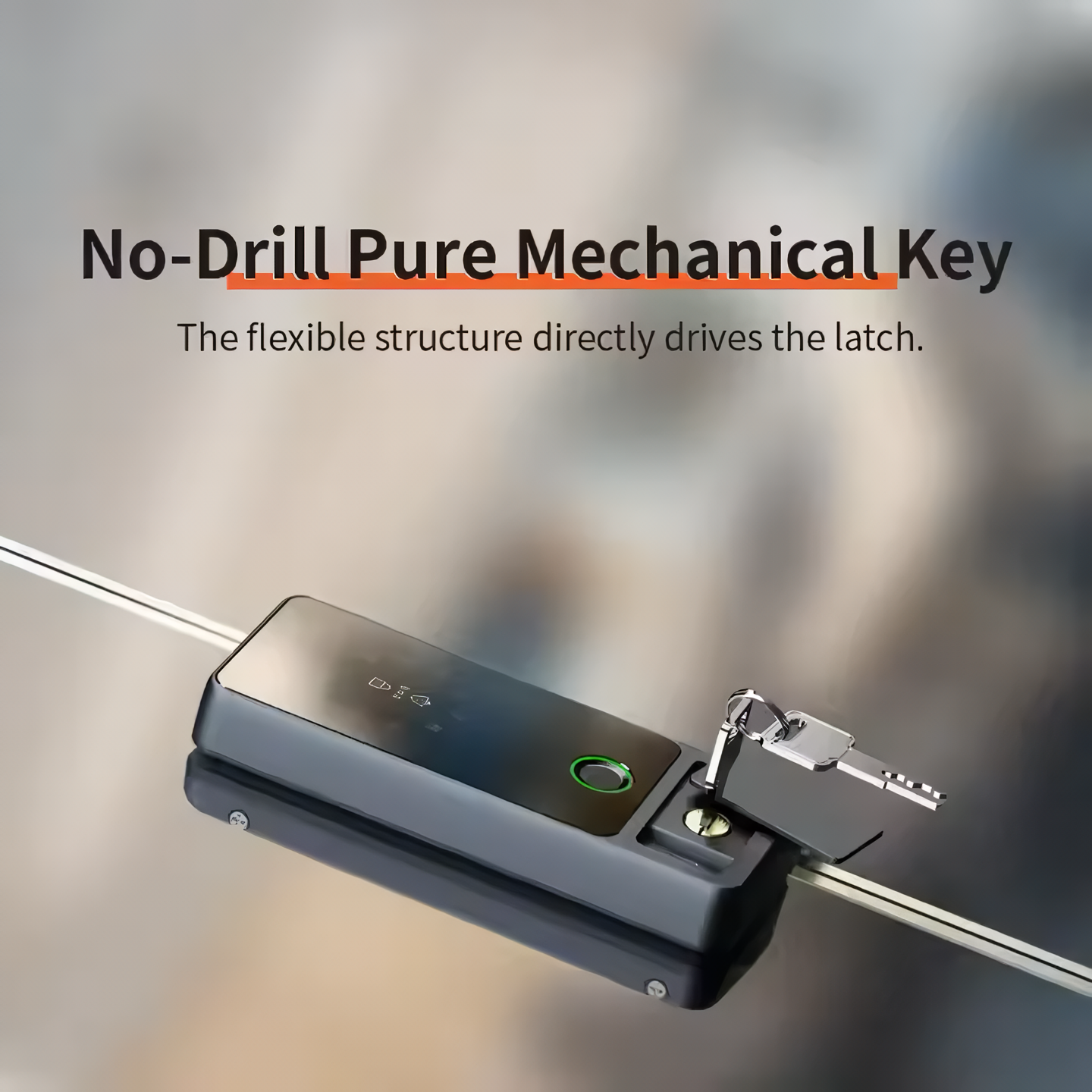 Drill Free Tuya Biometric Fingerprint Door Lock with Key Card for Office Glass Push Sliding Door Lock Access Control
