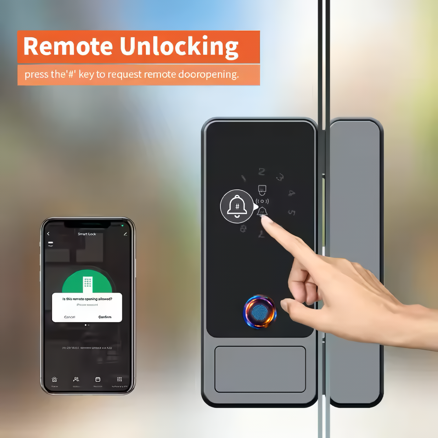 Drill Free Tuya Biometric Fingerprint Door Lock with Key Card for Office Glass Push Sliding Door Lock Access Control
