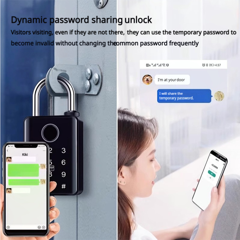 Custom Waterproof Zinc Alloy Stainless Steel Digital Safety Alarm Card Keys Combination Fingerprint Tuya Smart Padlock