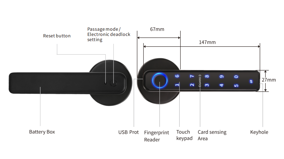 Best Seller Easy Installation APP Management Keypad Smart Door Lock With Handle Fingerprint Door