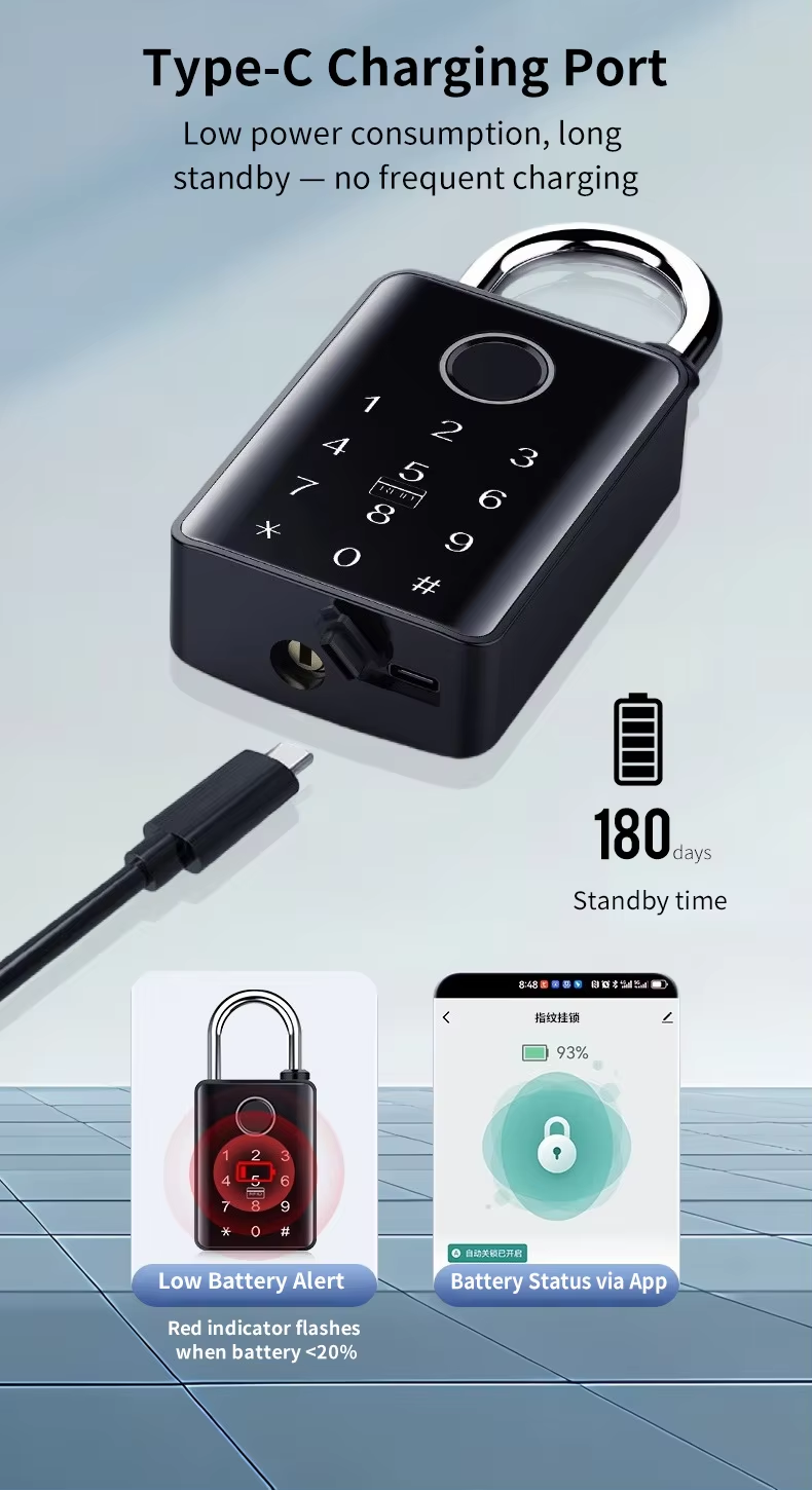 Factory Wholesale Smart Zinc Alloy Fingerprint &amp; Password Keyless Candados Anti-Thief Security Padlock at Cheap Price