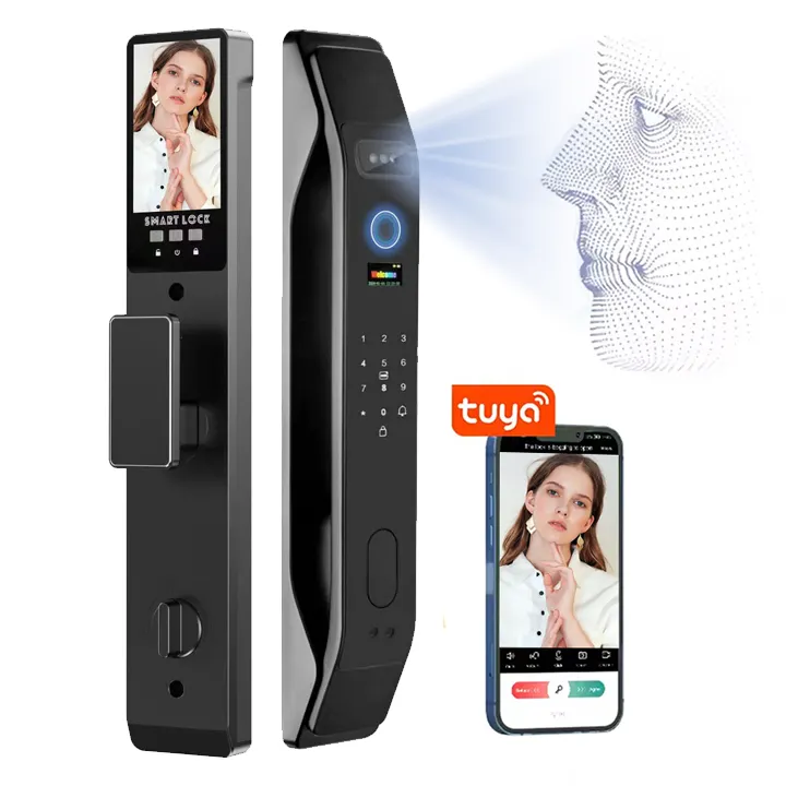 Enrique Tuya 3D Face Digital Lock Active Video Intercom Safe Fingerprint Smart Door Lock With Real Time Camera
