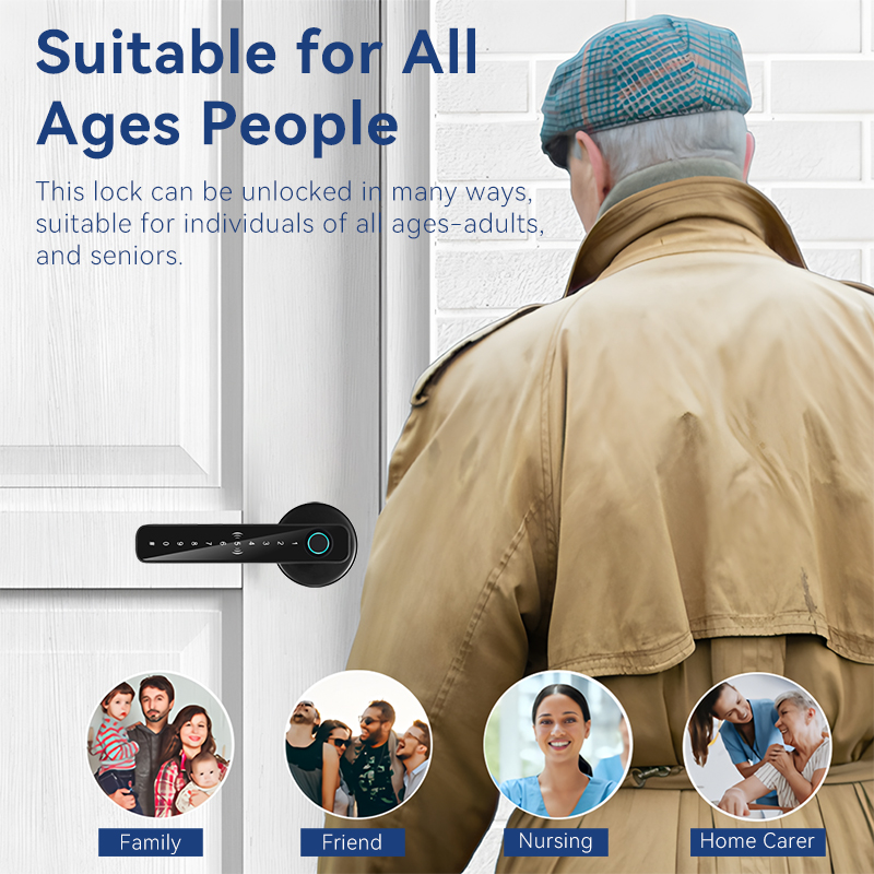 For ZSF3 Tuya Smart Fingerprint Door Lock App Control Key Card Keypad Keyless Entry Cloud Storage for Steel/Aluminum Doors