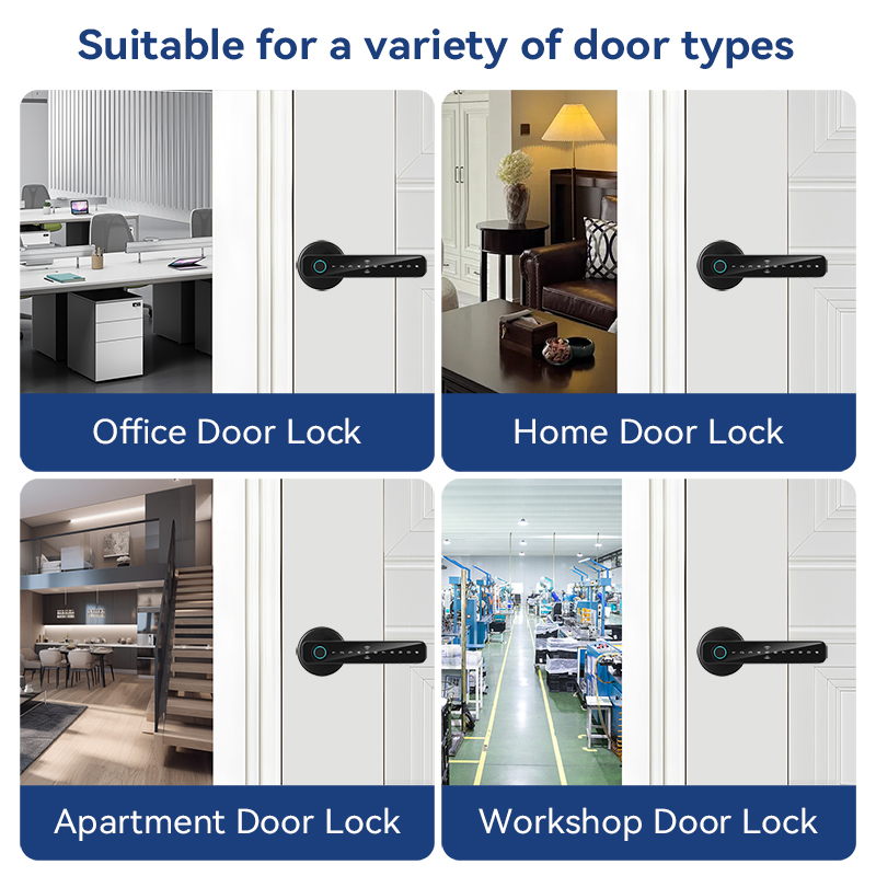 For ZSF3 Tuya Smart Fingerprint Door Lock App Control Key Card Keypad Keyless Entry Cloud Storage for Steel/Aluminum Doors