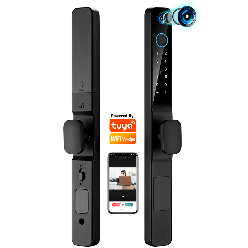 Keyless Entry Smart Door Lock Fingerprint With Camera Bell Handle Wifi Tuya Biometric Door Access Lock for Outdoor Sliding Door