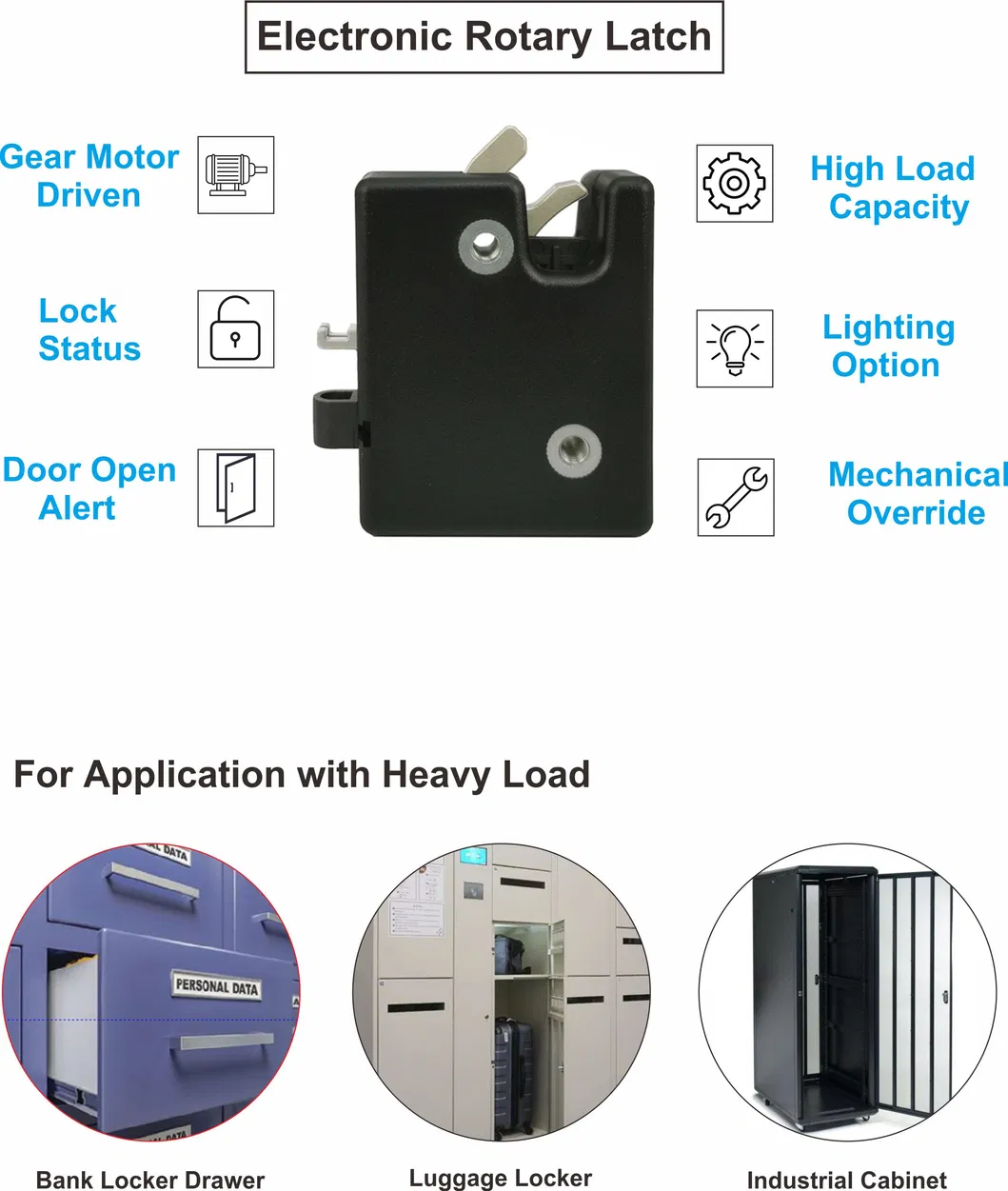 Electromechanical Cabinet Lock with Gear Motor for Smart Scooter and Bike Locker Station