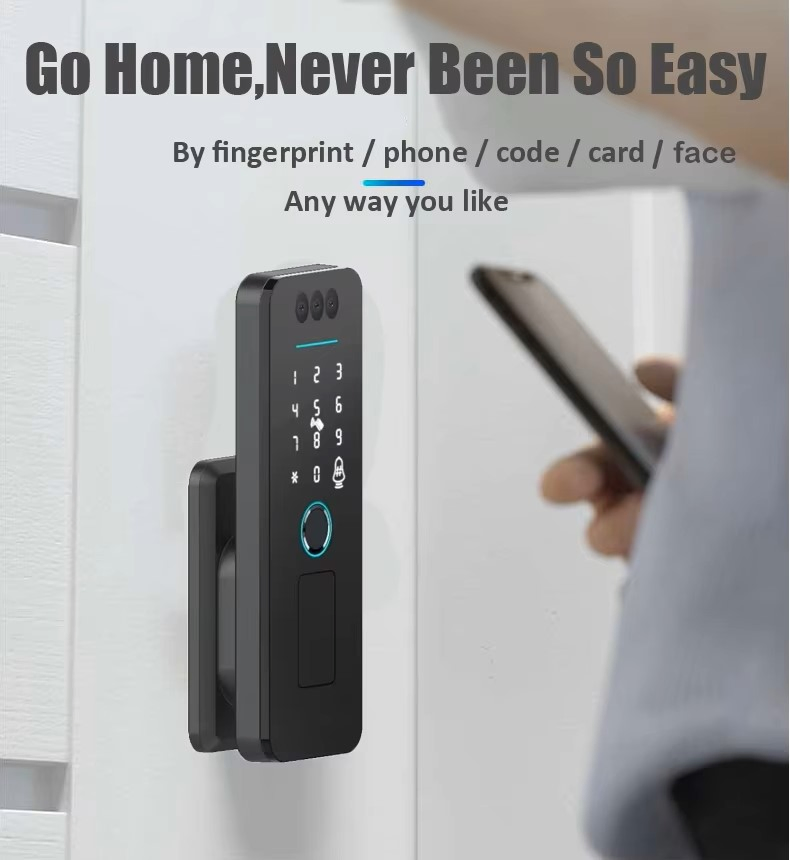 Smart Digital Lock with Aluminum Door Key Intelligent Password Tuya Face Fingerprint Rim Gate Smart Lock