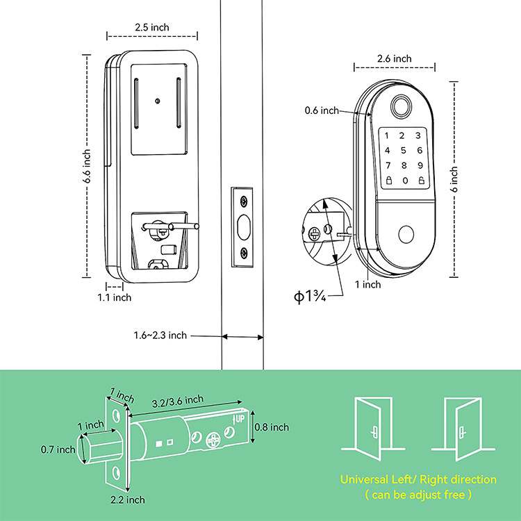 High Security Smart Fingerprint Door Lock Keyless Entry Electronic Door Lock with Keypads Deadbolt Door Lock for Homes and Hotel