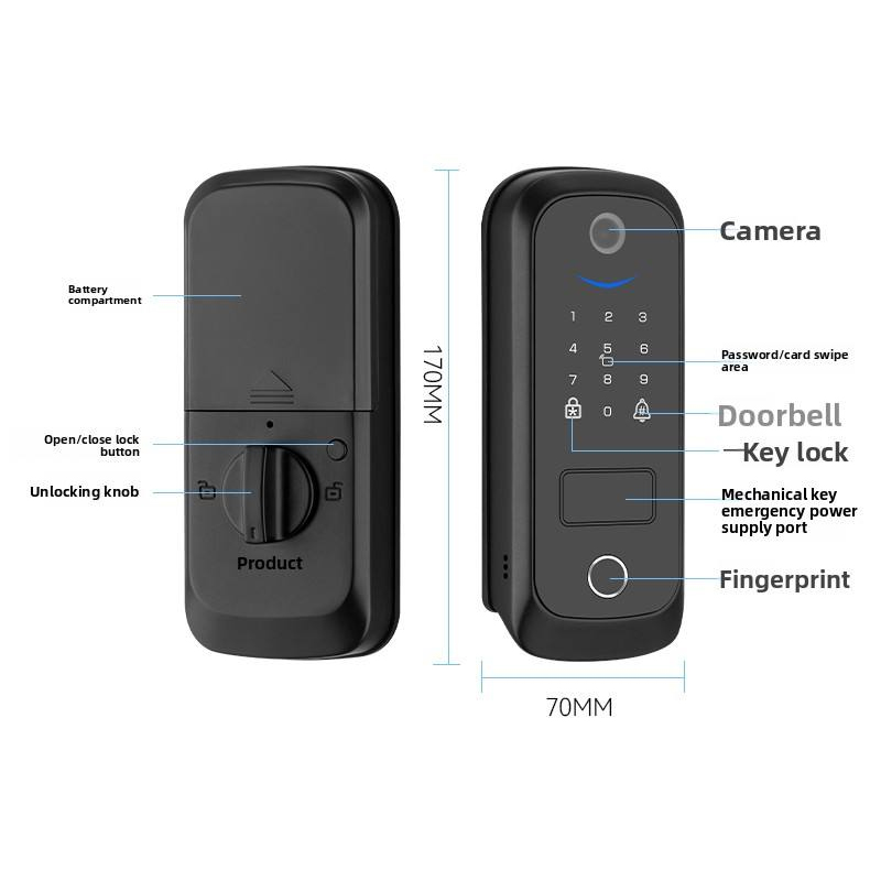 Home Outdoor Electronic Doorbell Single Deadbolt Aqara Rfid Digital Biometrics Fingerprint Ttlock Tuya Smart Door Lock System