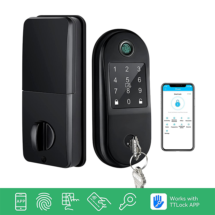 Free App TTLock Wifi Remotely Digital Fingerprint Card Electronic Automatic Deadbolt Intelligent Door Lock