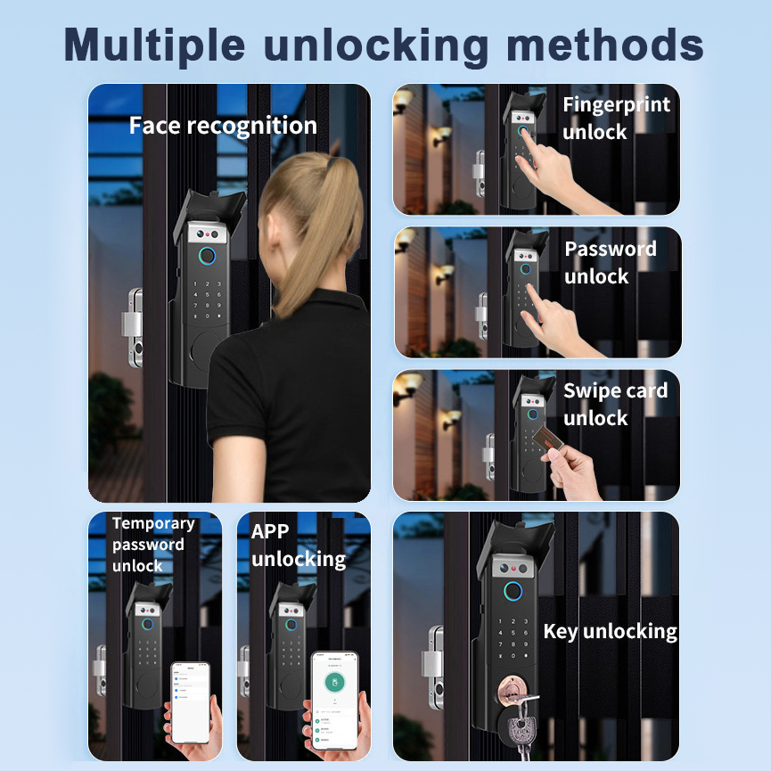 Electronic Tuya WiFi APP Remote Control Digital Double Keypad Fingerprint Rim Smart Gate Lock for Door Cerradura Inteligente