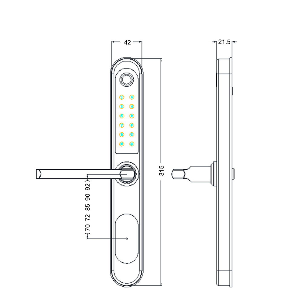High Quality Aluminium Intelligent Door Lock Waterproof Fingerprint Biometric Digital Lock for Sliding Door