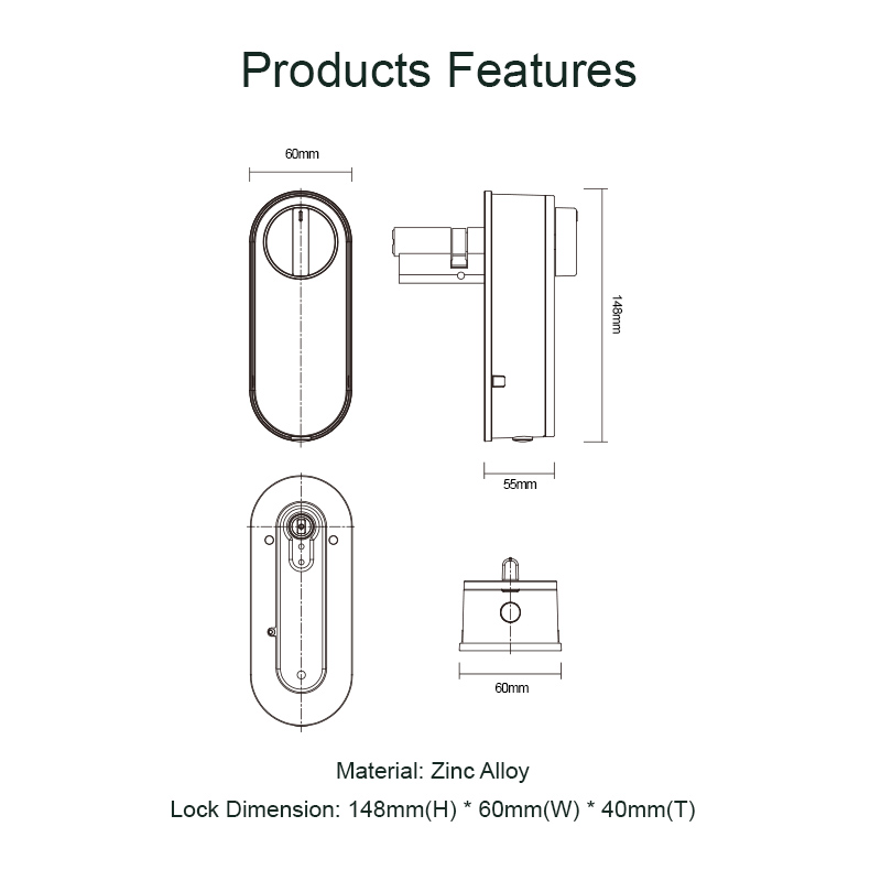 Liliwise Retrofit Door Locks Electronic Fingerprint Tuya Ttlock Security Digital Fechadura Inteligente Wifi Retrofit Smart Lock