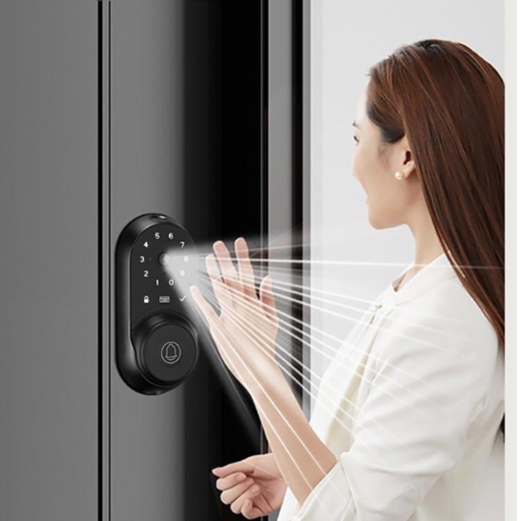 2026 Newest Tuya WIFI Wireless Bell High Safety Smart Deadbolt Lock Digital Fingerprint APP Smart Unlock for Wood Memory Card