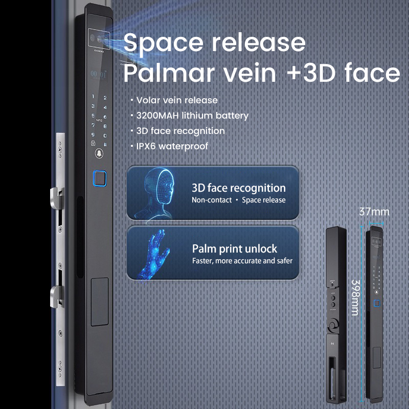 Hot Sale Thermal Break Doors With 3D Biometric Access Auto Locking Mechanism Waterproof Electronic Lock