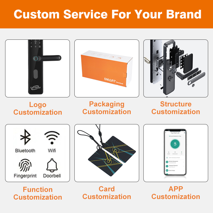 Wifi Tuya Smart APP Control Digital Fingerprint Code Card Unlock Semi Automatic Smart Door Lock for Smart Home