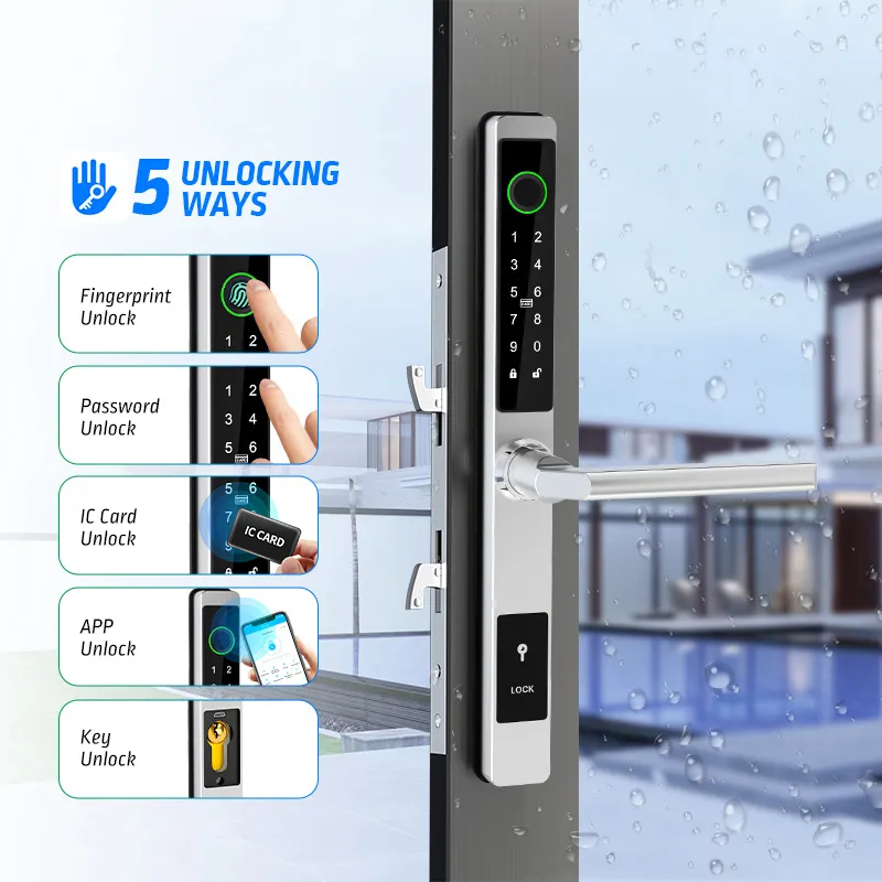 European Style Slim Fingerprint Digital Door Lock with 2885 Mortise Product Front View