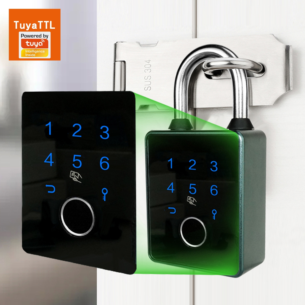 TUYA/TTLOCK Smart Door Lock Digital Keypad Electronic Security Padlock with Smart Card and Fingerprint Digital Lock