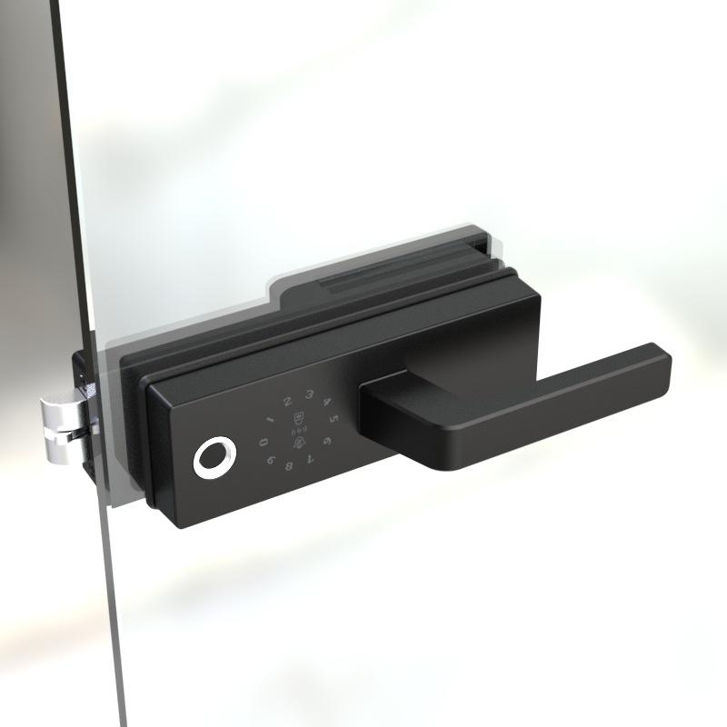 Tuya WiFi Smart Fingerprint Door Lock Slim Handle for Aluminum Glass Door Office Partition Electronic Bluetooth Biometric Lock