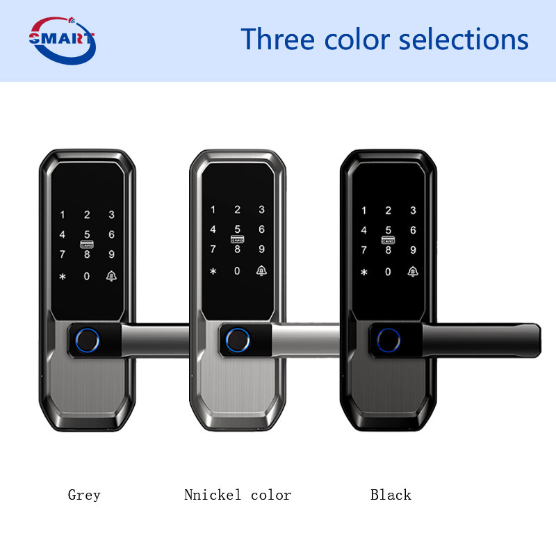 Fingerprint Keyless Entry Door Lock With Handle Card Tuya Password Security Smart Deadbolt Door Lock