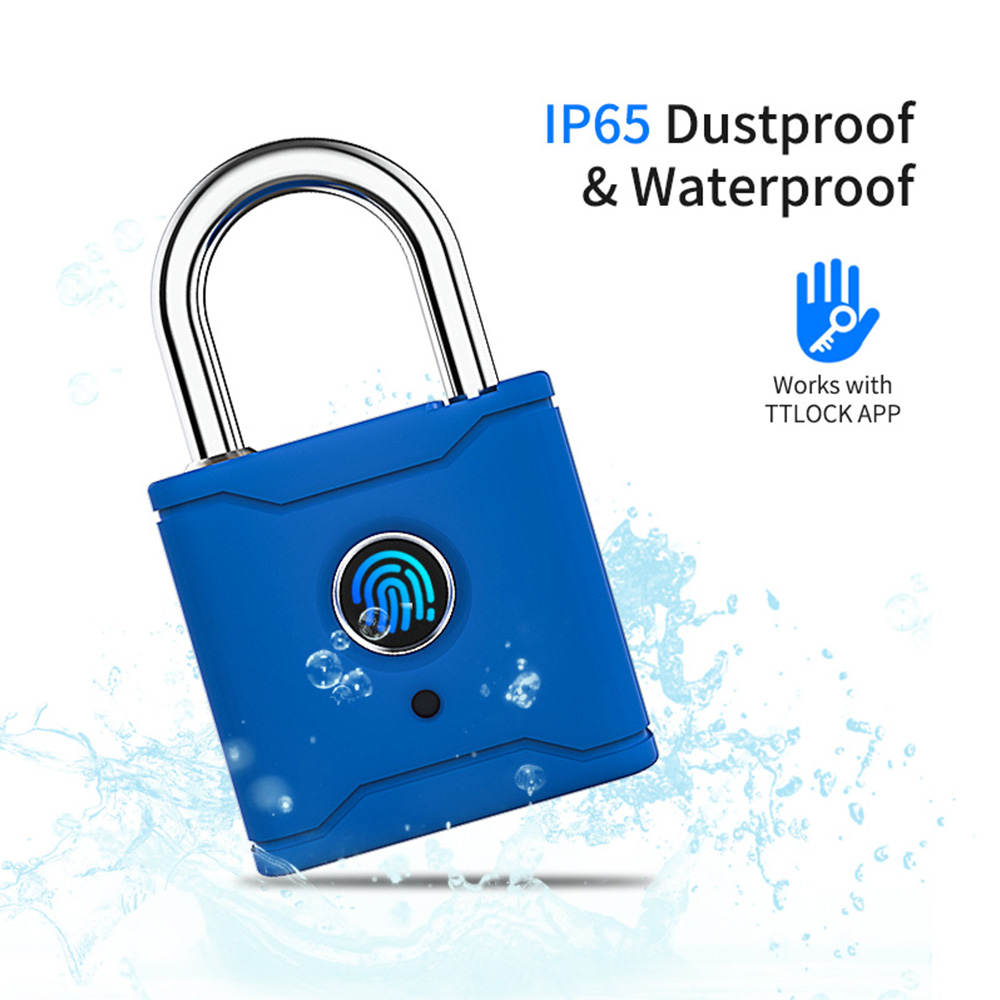Fingerprint Padlock Shackle Smart Padlock with Mobile APP Outdoor Waterproof Lock Keyless Suitable for Gym Lock and Storage