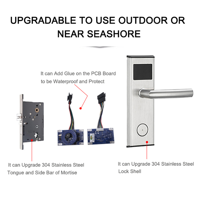 Stainless Steel Case Smart Keyless T57 M1 Card Electronic Key Access Control Rfid Hotel Door Lock For Hotel