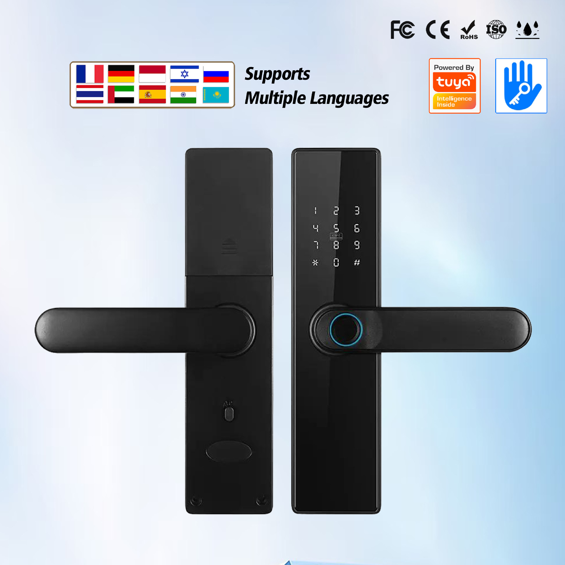 Matter Smart Door Lock Inteligente WIFI Tuya APP Wholesale Price Smart Locks Fingerprint Password Card for Keyless Entry Wood