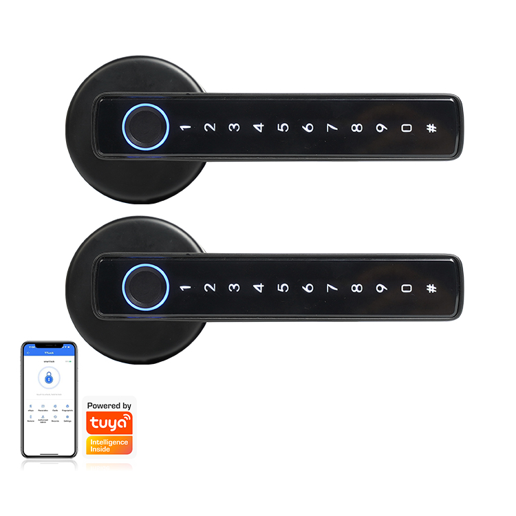 Custom Wholesale Tuya Fingerprint Aluminum/Wood/Steel Lock Cloud Digital Code Key Entry Smart Metal Lock Wi-Fi Enabled 2-Year