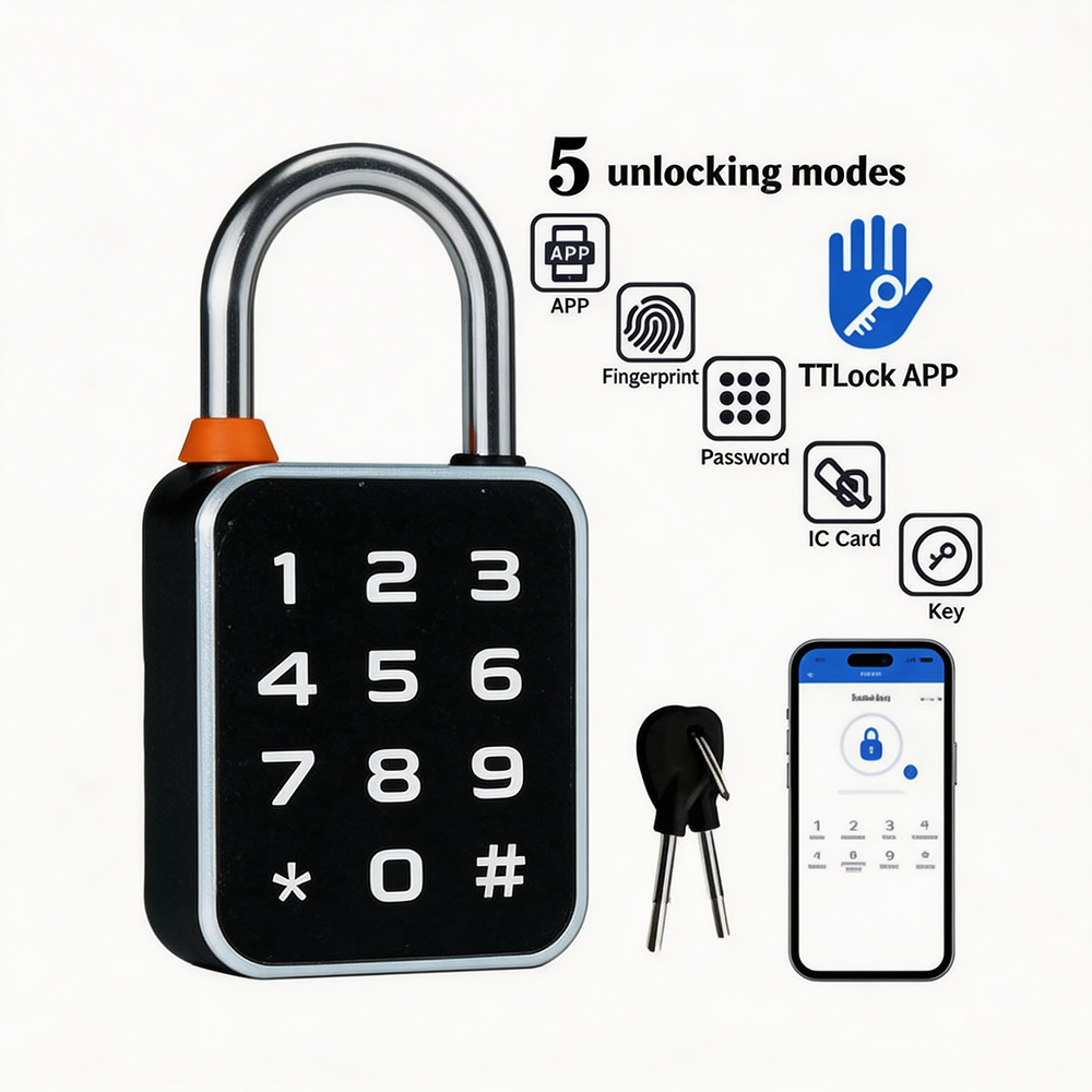 Smart Tuya App Fingerprint Electronic for Door Smart Biometrics Door Lock Waterproof Security Padlock Smart Lock Black