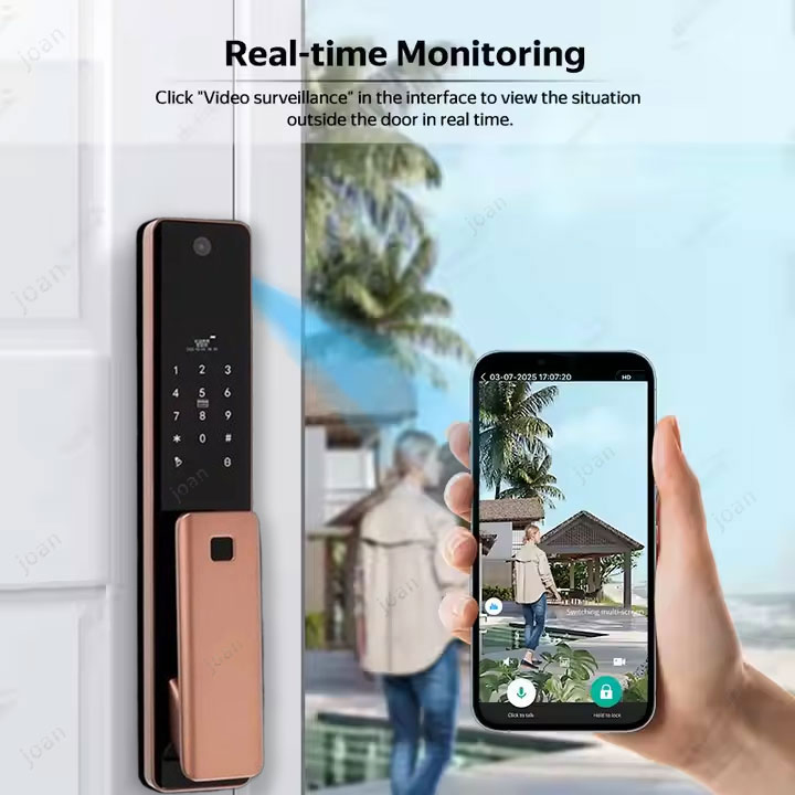 New Wireless Ttlock 6068 Mortise Best Price Intelligent Digital Tuya APP Wireless Mortise Intercom Smart Automatic Door Lock with Camera and Display