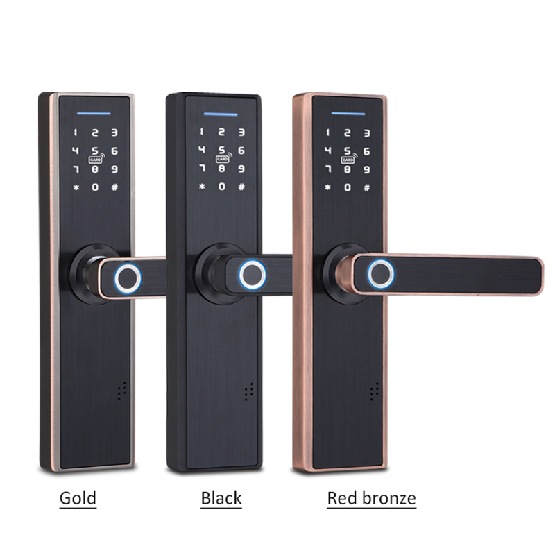 Smart Fingerprint Password Card Touch Intelligent Handle Office Tuya APP Waterproof Outdoor Commercial Parking Cabinet Combination Door Lock