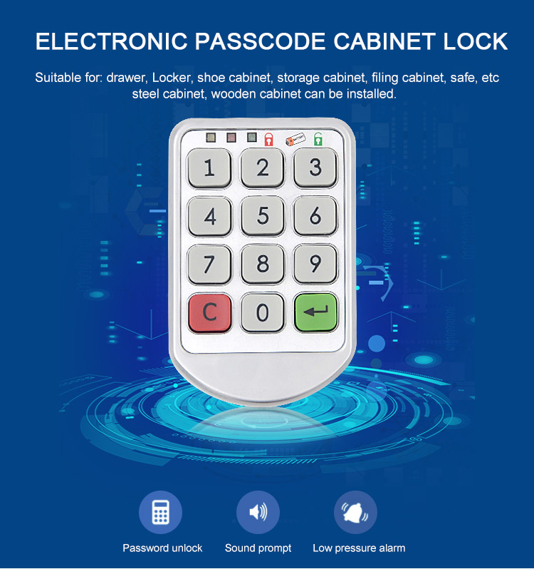 Keyless Keypad Password Digital Combination RFID Electronic Smart Door Locker Drawer Cabinet Lock for Gym Locker Drawer Cabinet