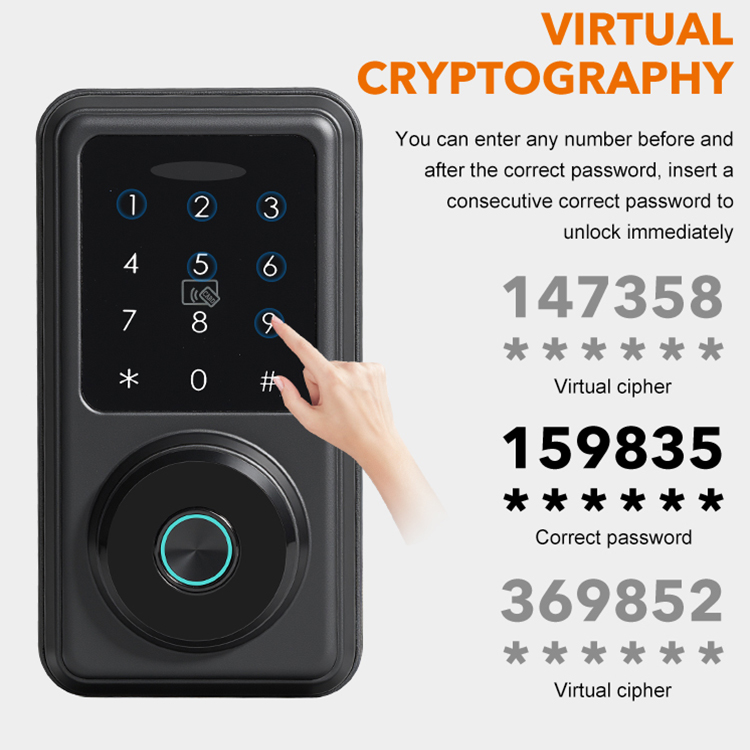 Anti-Theft Digital Combination Finger Print Password TUYA APP Controlled Smart Deadbolt Door Lock