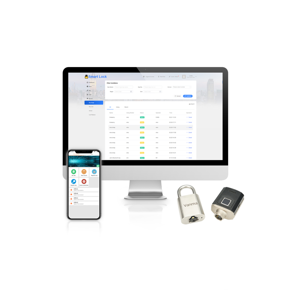 Vanma New-Type Smart Electronic Fingerprint Master Key Safety Firm Remote Padlock for ATM Machine Cloud Data Storage Options SDK