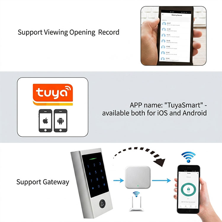 Bluetooth Standalone RFID Access Control Biometric Fingerprint Touch Keypad Door Lock With Temporary Password For Gateway Use