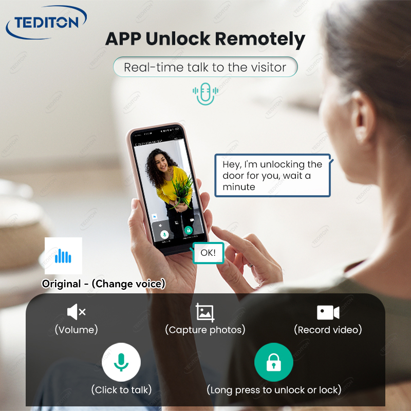 Intelligent Digital Tuya Wifi Audio Real Intercom Keyless Entry Electronic 3D Face Fingerprint Smart Door Lock With Camera