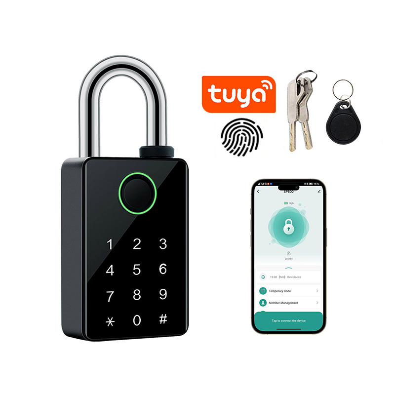 Custom Waterproof Zinc Alloy Stainless Steel Digital Safety Alarm Card Keys Combination Fingerprint Tuya Smart Padlock