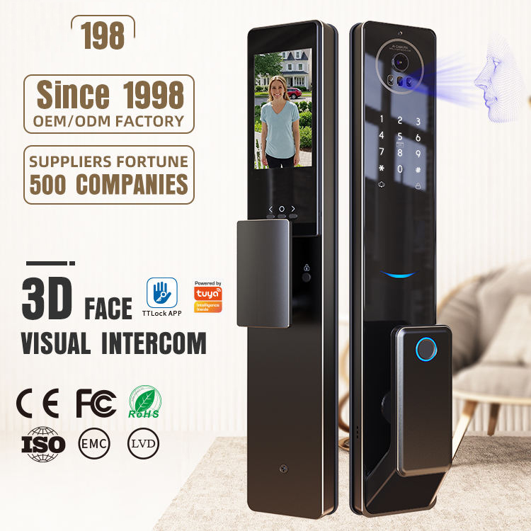 Door Smart Lock Tuya Wifi Biometric 3D Face Recognition Fully Automatic Waterproof With Camera And Fingerprint For Front Door
