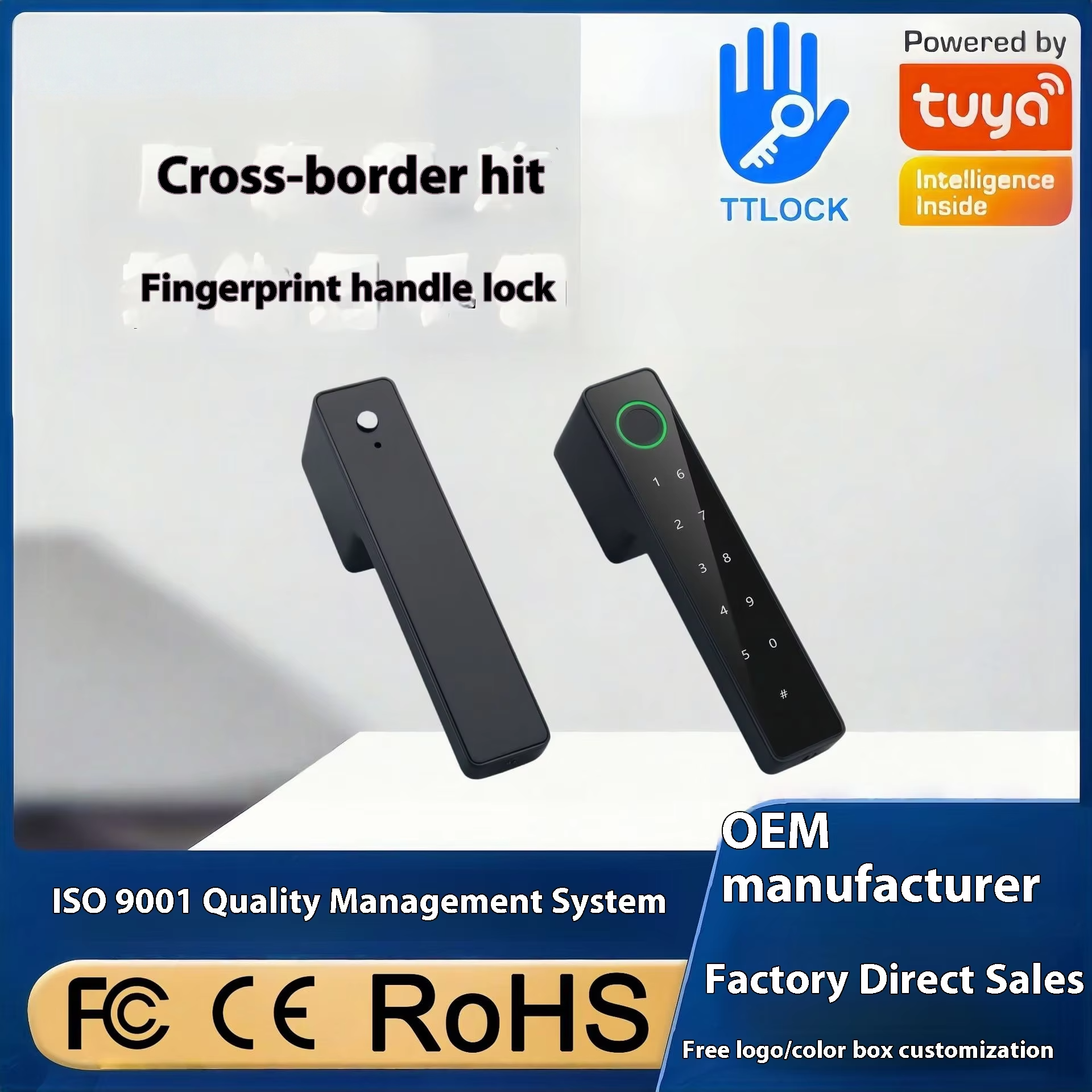 Zinc Alloy Ecological for Bluetooth Smart Lock Minimalist Office Door with Fingerprint Password &amp; Magnetic Lock for Wood Door