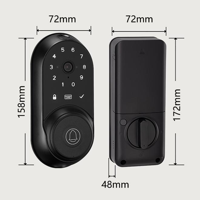 2026 Newest Tuya WIFI Wireless Bell High Safety Smart Deadbolt Lock Digital Fingerprint APP Smart Unlock for Wood Memory Card