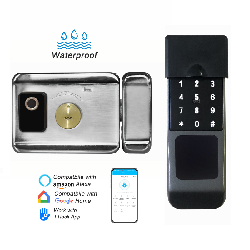 High Security Electronic Dual Fingerprint Smart Rim Lock with Ttlock APP