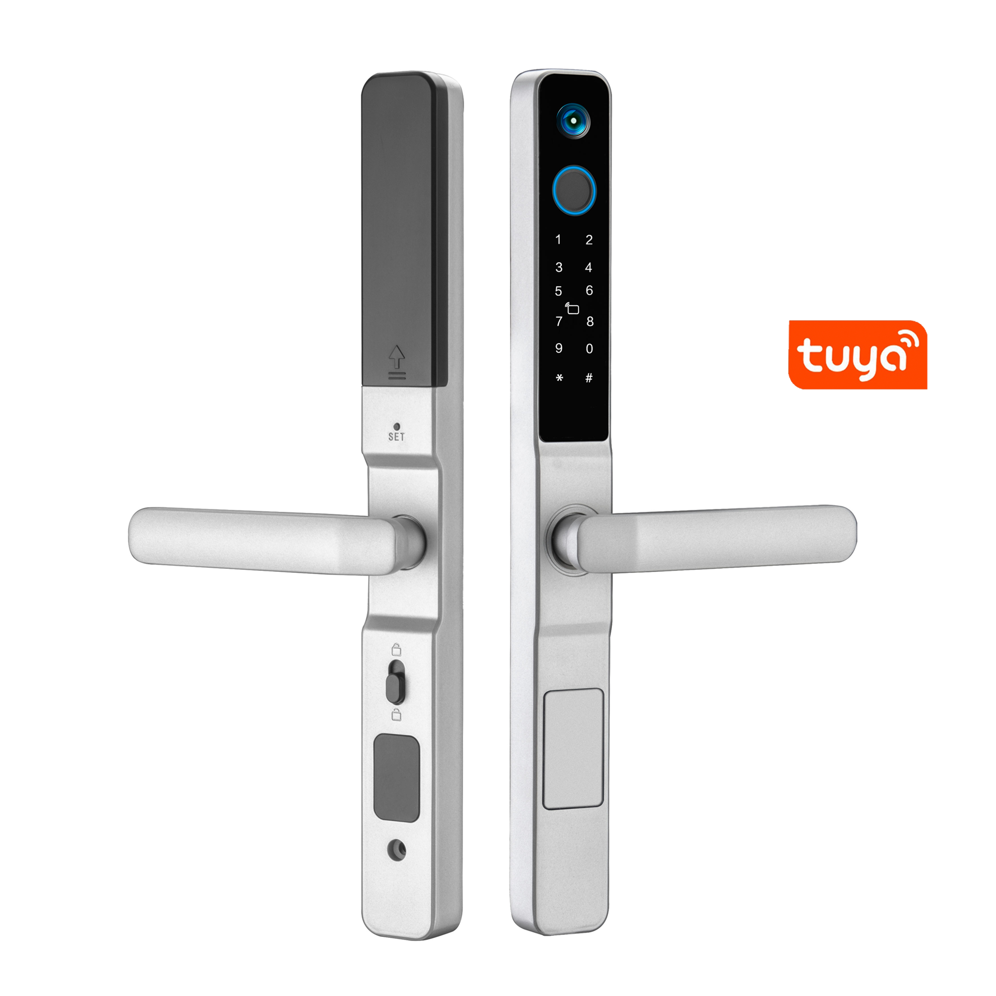 Custom Tuya APP WiFi RFID Card Aluminum Alloy Sliding Biometric Fingerprint Smart Door Lock with Camera