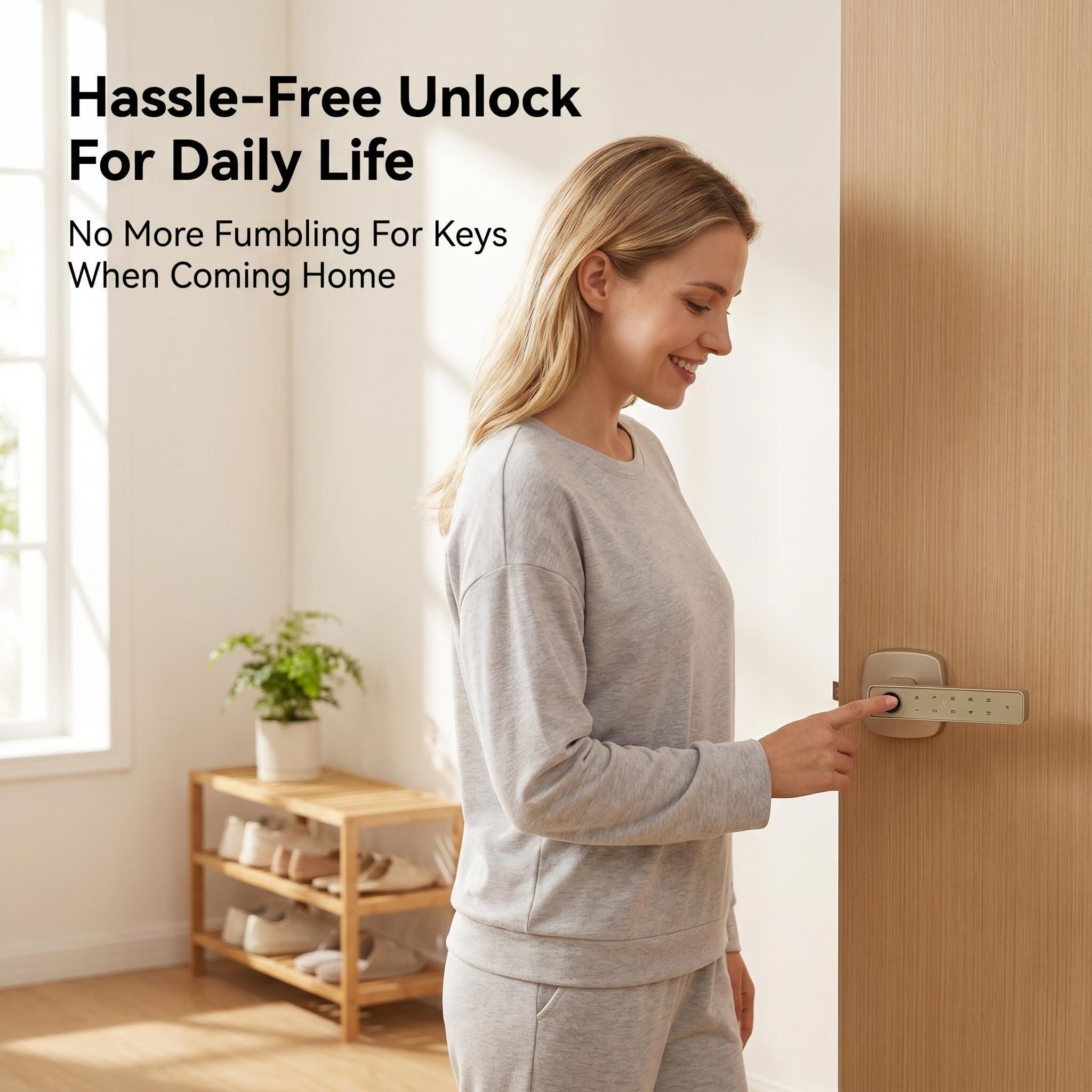 Smart Fingerprint Door Lock Custom Logo Keyless Entry Tuya App Cloud Zinc Alloy Stainless Steel Keypad for Home Office-Factory